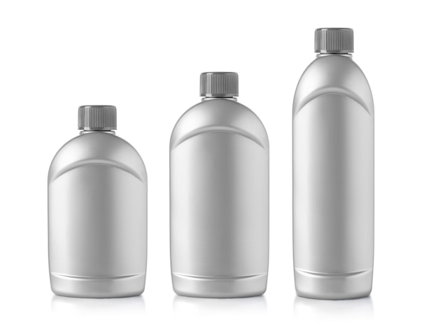 Silver plastic bottle