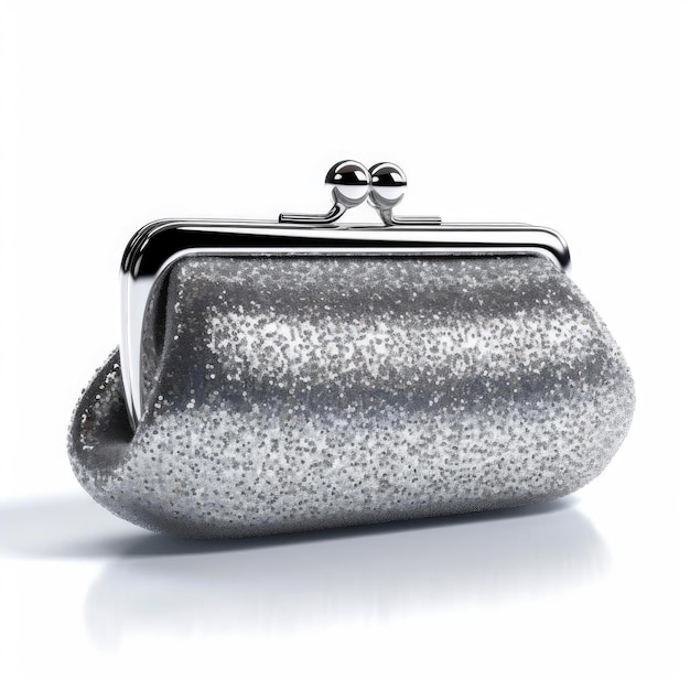 Silver purse on white background