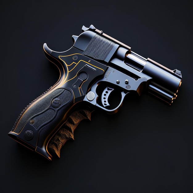 Premium AI Image | Silver revolver with futuristic design on dark ...