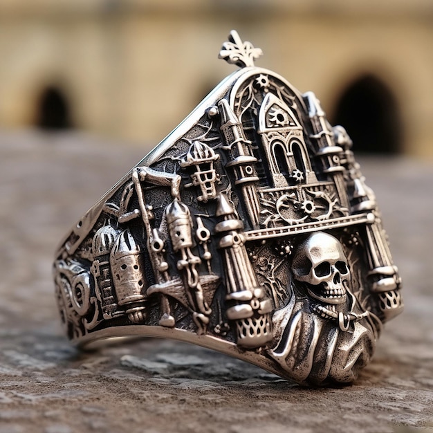 TWO FINGER SKULL AND CROSSBONES RING | Silver Skull Ring | Alfred Albrizio  Inc