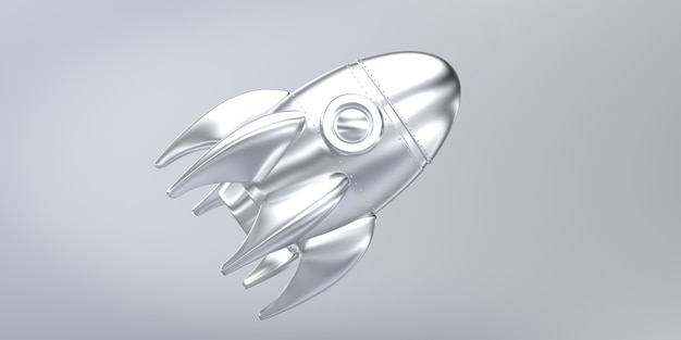 Silver Rocket 3d render achtergrond