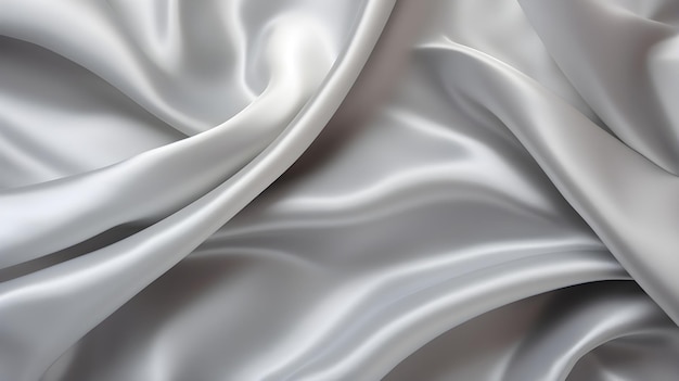 Silver satin background with smooth folds satin silk fabric background