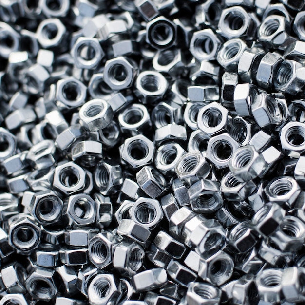 Silver screw nuts are as texture background