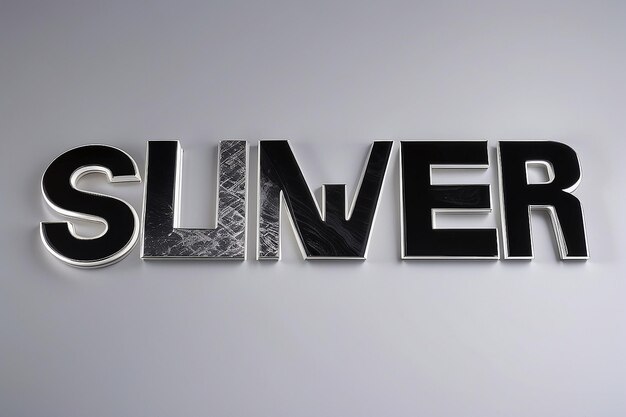 Photo a silver sheet with a black background and the word silver