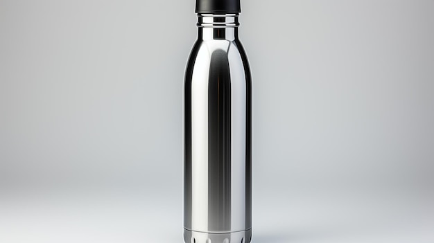 silver Shiny metal water bottle holds liquid