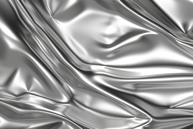 A silver silk fabric that is draped in a fabric.