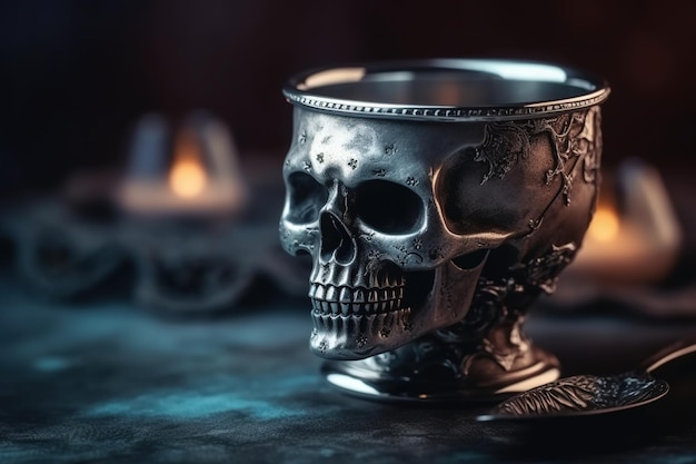 silver skull as a cup