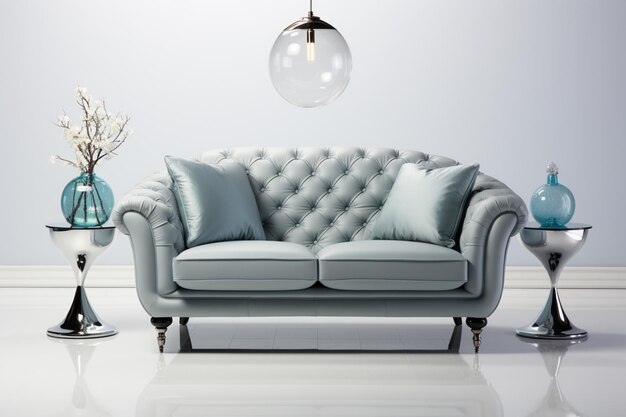 Photo silver sofa set on white background