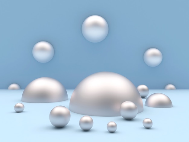 Silver spheres and hemispheres of different sizes