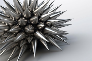 Premium Photo  A silver spiked ball with spikes is on a white surface.