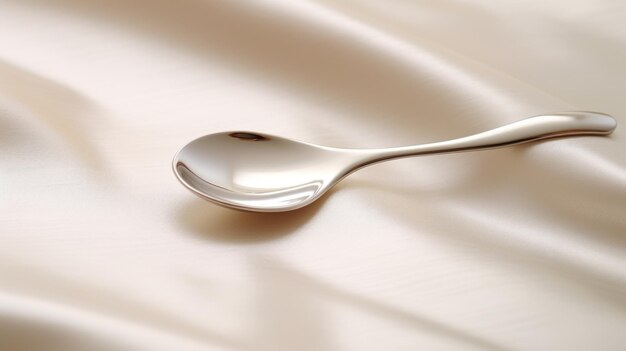 A silver spoon on a satin cloth ai