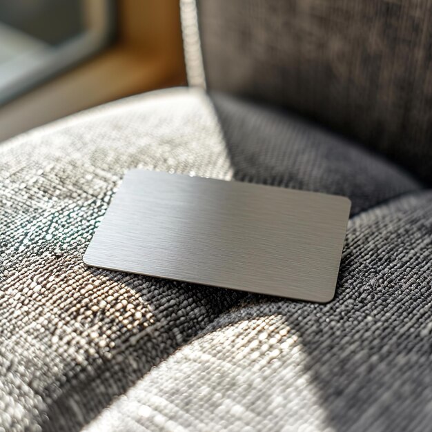 Photo a silver square piece of paper is laying on a couch