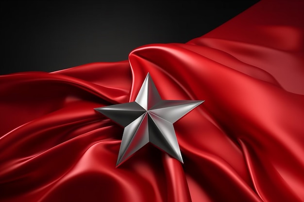 Silver star on a red cloth