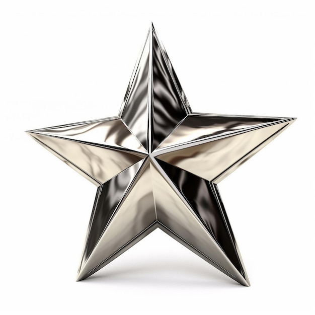 A silver star with the word star on it