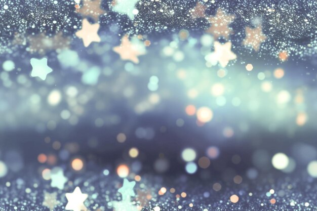 Silver stars on a gray background Festive holiday background for your projects AI generated