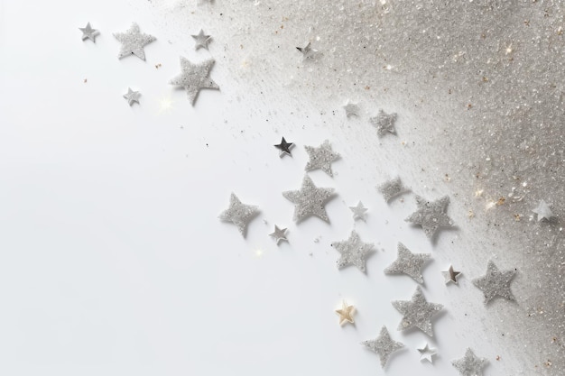 silver stars on a white background with a white background.