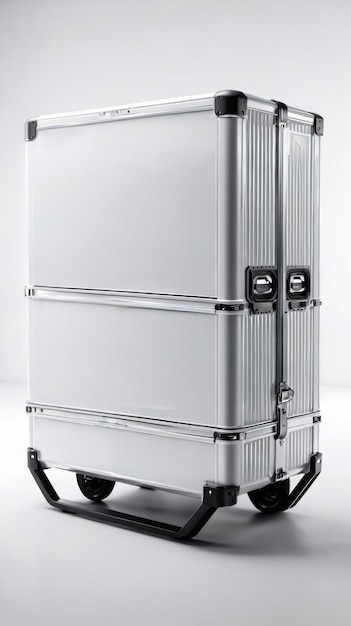 Silver Suitcase on White Floor