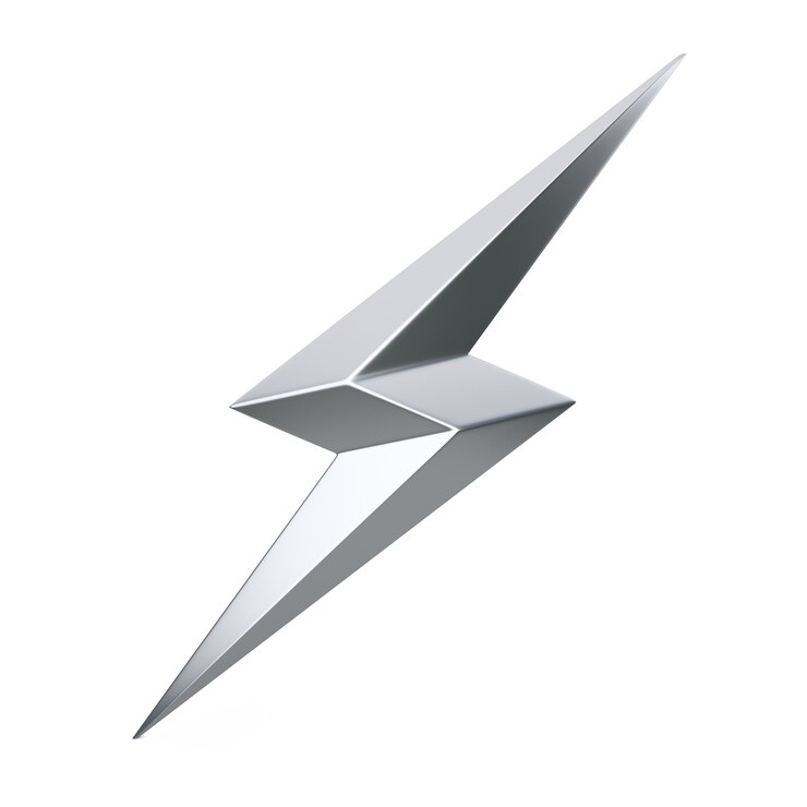 Photo silver thunderbolt lighting icon on a white background. 3d rendering