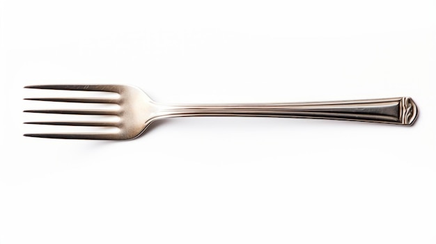 Photo silver tone fork isolated on white background