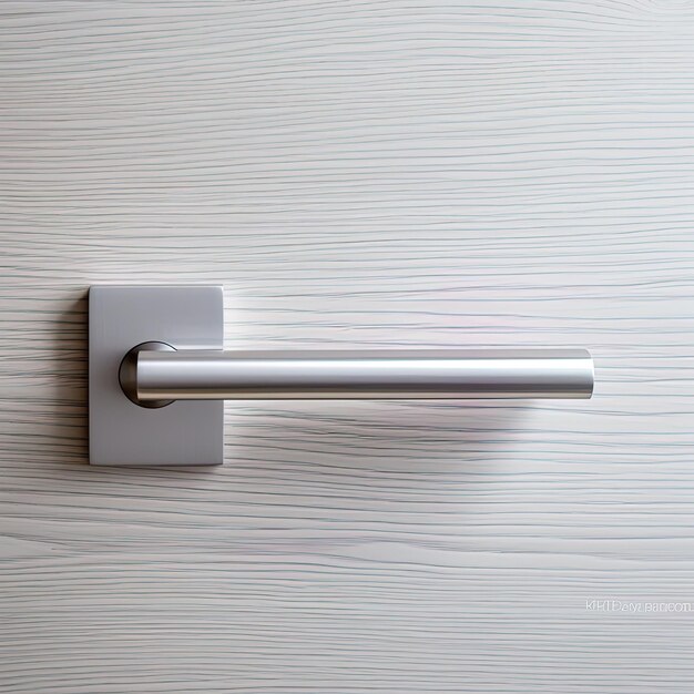 a silver towel holder with a silver handle and a white background