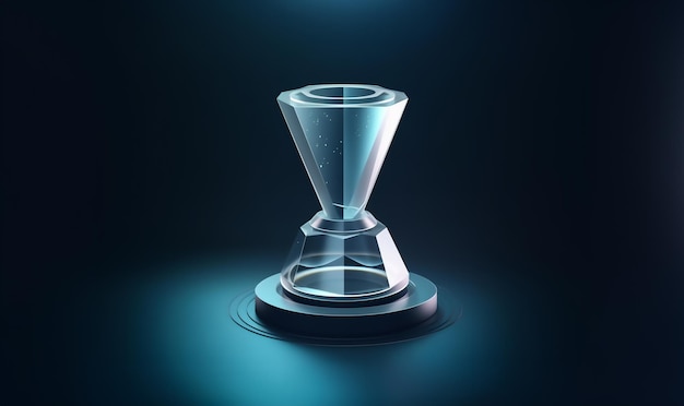 Silver trophy cup Trophy cup isolated on black Glass trophy of the winner isometric 3d 2d trophy in isometric view