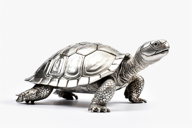 silver turtle on a white background