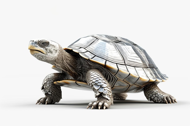 silver turtle on a white background