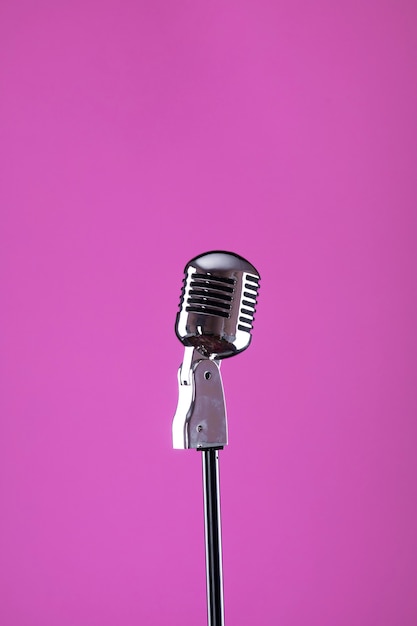 silver vintage microphone on isolated background