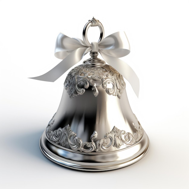 серебряный свадебный колокольчик на белом фоне AI Generative