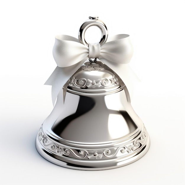 silver wedding bell on a white background AI Generative