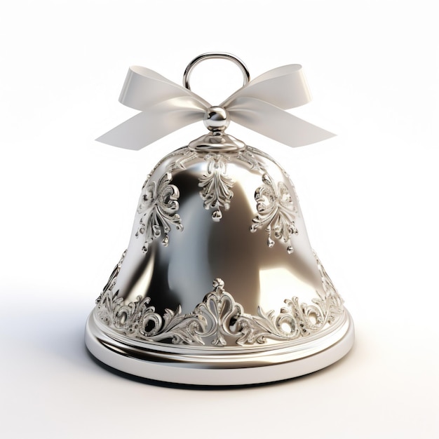 Photo silver wedding bell on a white background ai generative