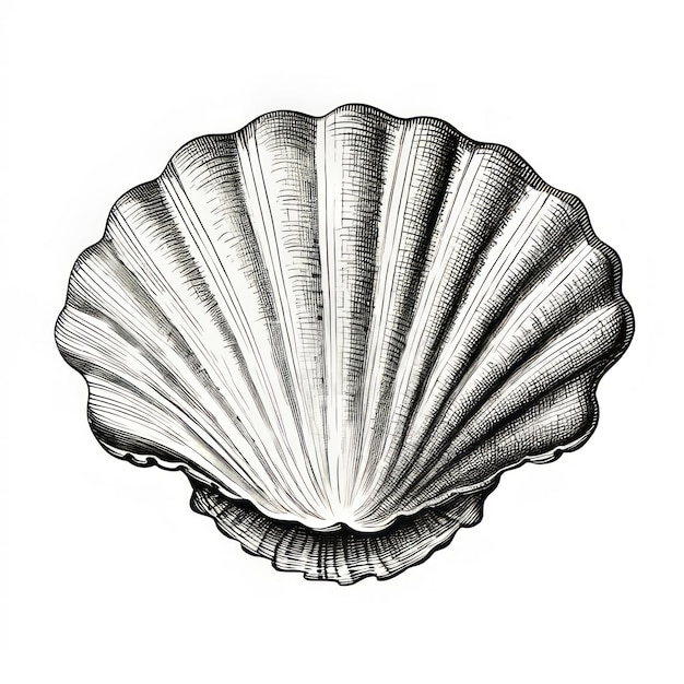 Photo silver and white seashell a nostalgic illustration of americana iconography