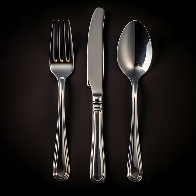 a silverware on a black background