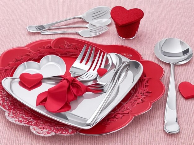 Silverware set for valentines day