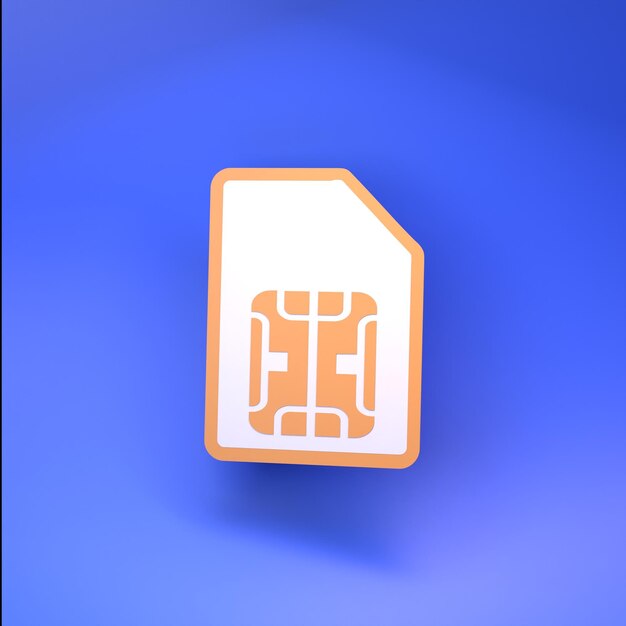 Sim card icon Mobile communication concept 3d render