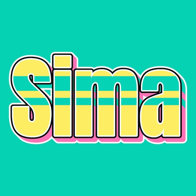 Foto sima typography vintage 90's 3d-ontwerp gele roze tekst achtergrondfoto jpg