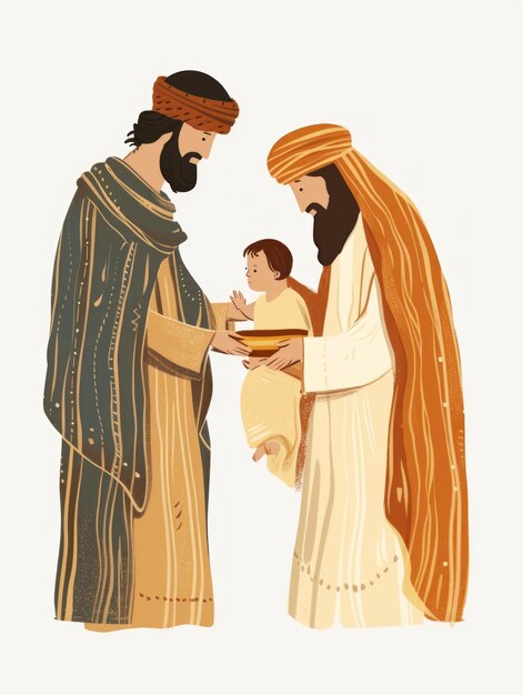 Simeon zegent het kind Jezus in de tempel Generatieve AI