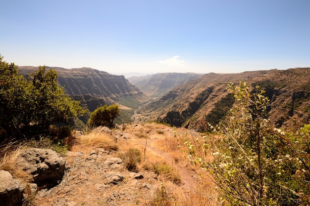 The Simien Mountain National Park in the dry season, Ethiopia travel destination national park.