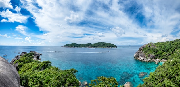 Similan bay sailing rock island in andaman sea