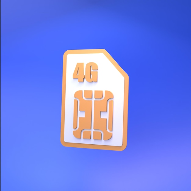 Simkaartpictogram met 4g-ondersteuning Mobiel communicatieconcept 3d render