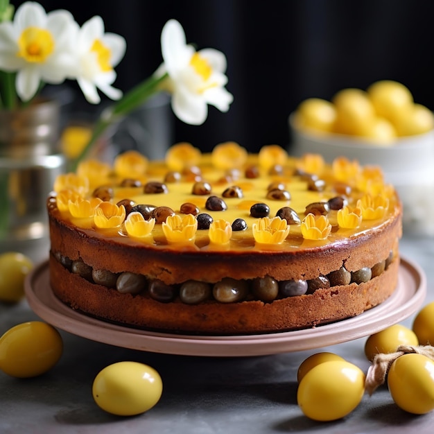 Simnel Cake Traditional UK Easter Light Fruit Cake with Marzipan