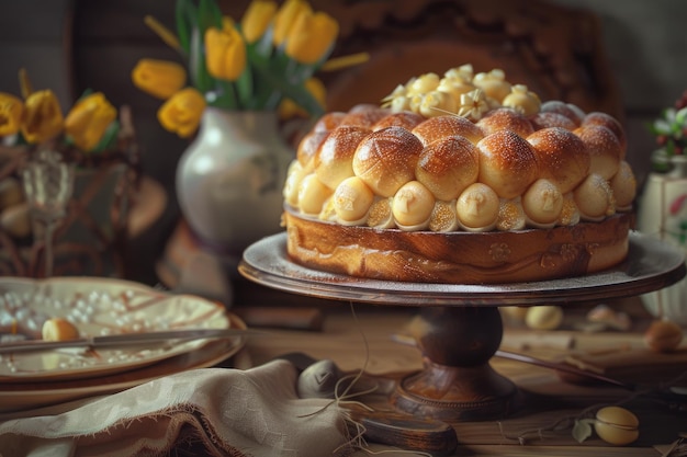 Simnel cake with apostle marzipan balls