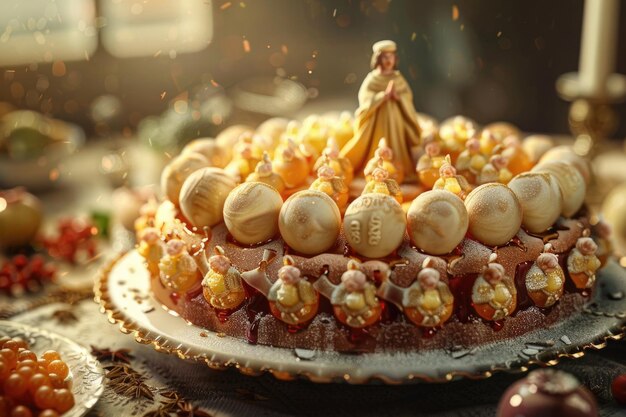 Simnel cake with apostle marzipan balls