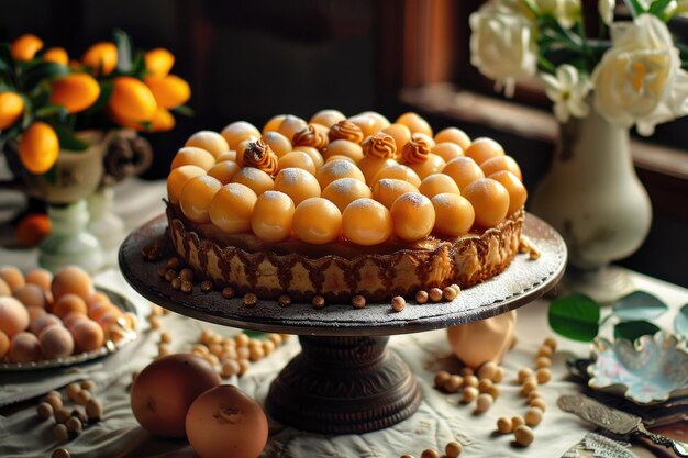 Simnel cake with apostle marzipan balls