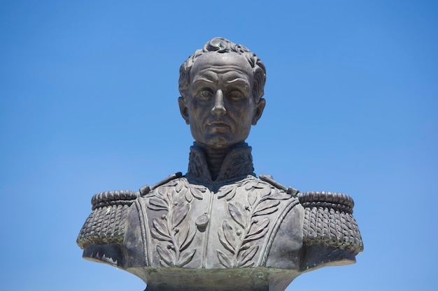 Simon bolivar sculpture against blue sky