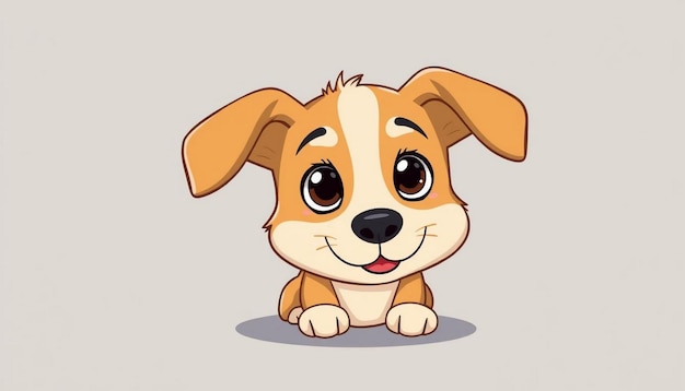 simple 2dimensional cartoon cute dog illustration isolated background childrens drawing inspiration ai generated