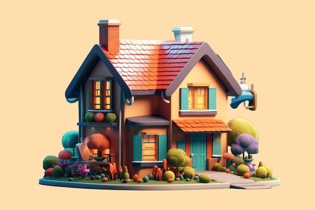 simple 3d building illustration render