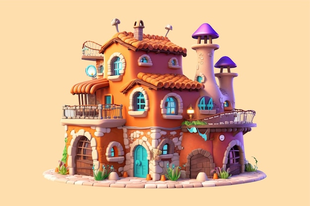 simple 3d building illustration render