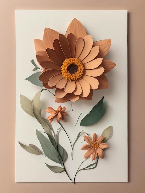 A simple 3d flower art with mild colors using Boho style