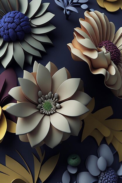 Simple 3D Flowers Background